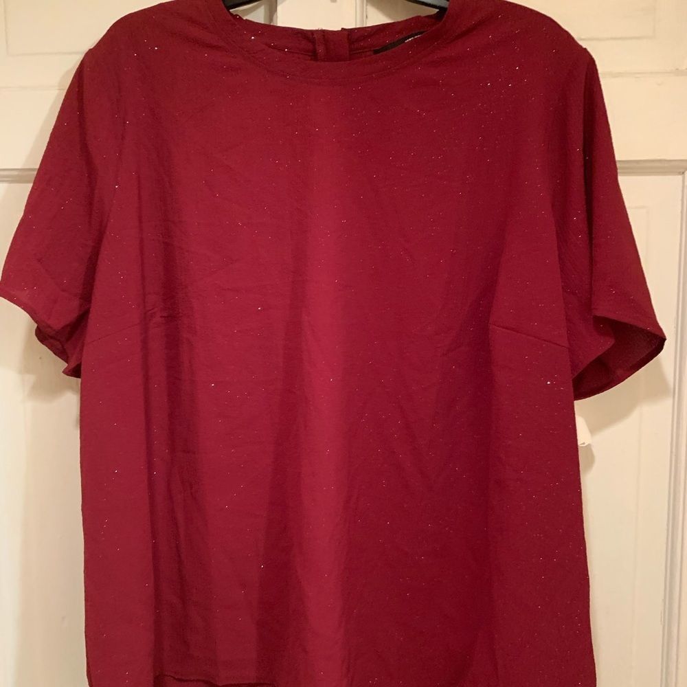 Vero Moda Wine Sparkle Top Sz 3X - Picture 3 of 7
